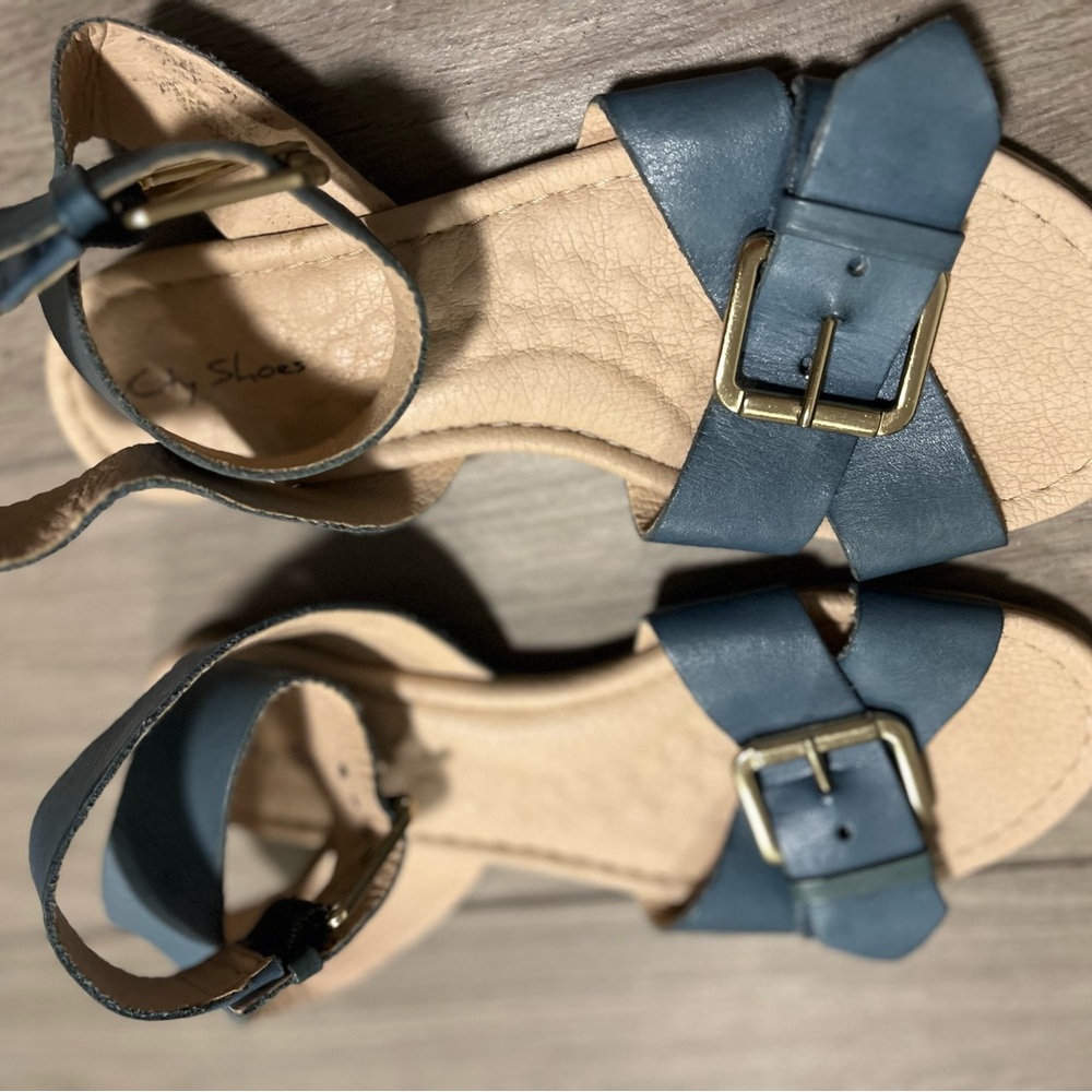 Blue Leather Sandals